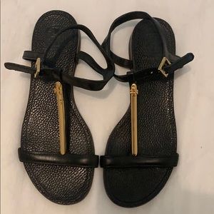 Tory Burch black gold bar sandal- size 7.5
